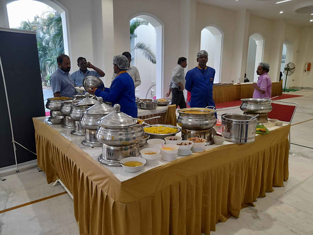 Buffet corner setup with multiple chafing dishes
